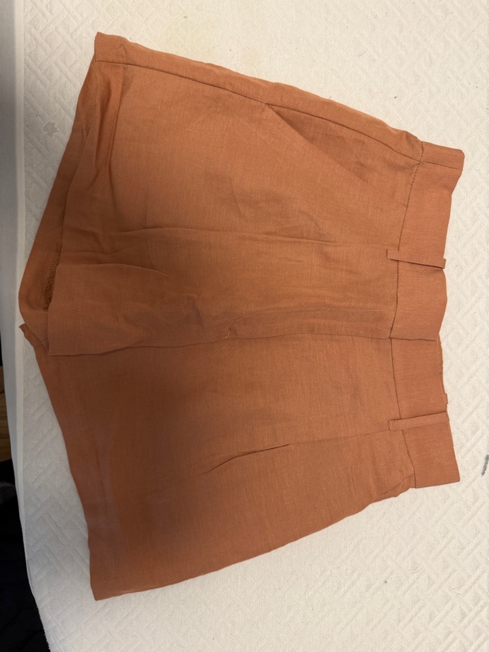 H&M Women's Rust Orange Tailored Linen-Blend Shorts